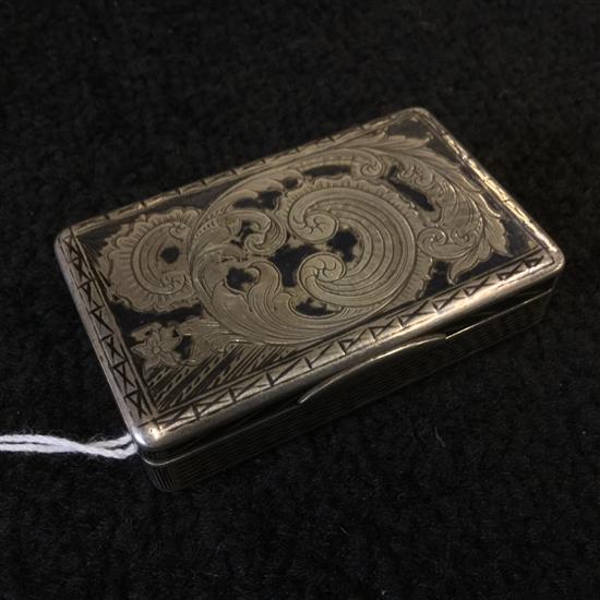 A Russian silver and niello snuff box